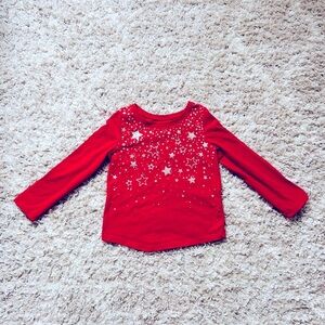 Jumping Beans Girls Red and Gold Sparkling Star Long Sleeve Shirt. Size …